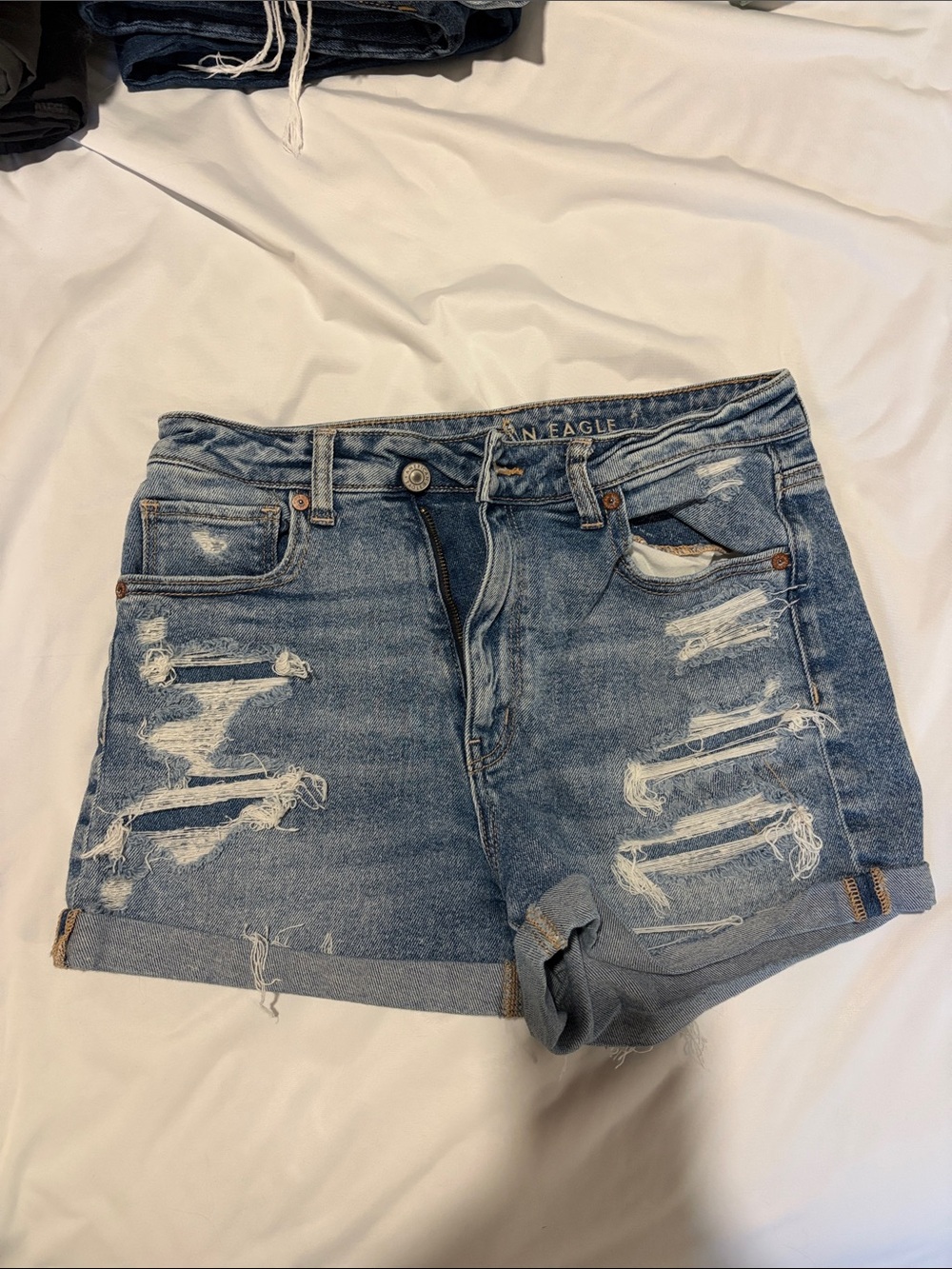 American Eagle Outfitters Light Blue Distressed Denim Jean Shorts